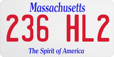 MA license plate 236HL2