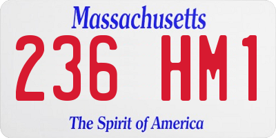 MA license plate 236HM1