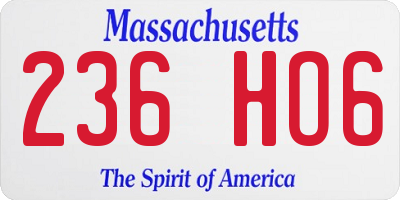 MA license plate 236HO6