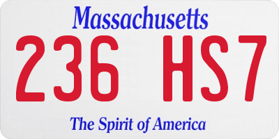 MA license plate 236HS7