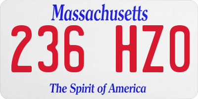MA license plate 236HZ0