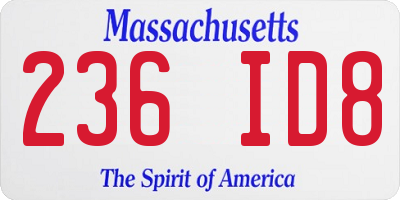 MA license plate 236ID8