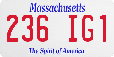 MA license plate 236IG1
