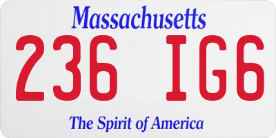MA license plate 236IG6