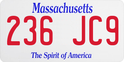 MA license plate 236JC9