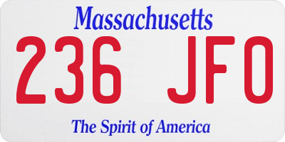 MA license plate 236JF0