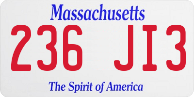MA license plate 236JI3