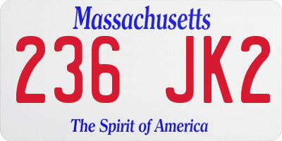 MA license plate 236JK2