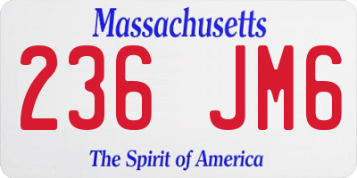 MA license plate 236JM6