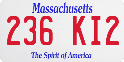 MA license plate 236KI2