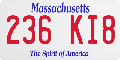 MA license plate 236KI8