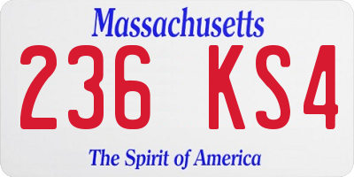 MA license plate 236KS4
