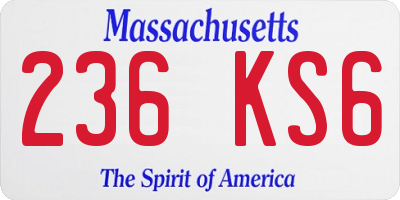MA license plate 236KS6