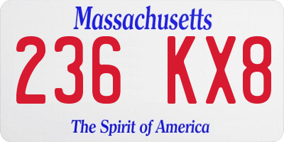 MA license plate 236KX8