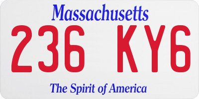 MA license plate 236KY6