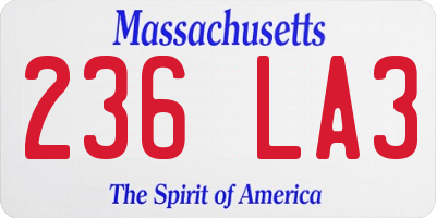 MA license plate 236LA3