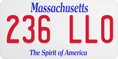 MA license plate 236LL0