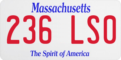 MA license plate 236LS0