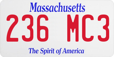 MA license plate 236MC3