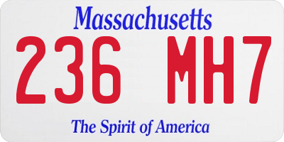 MA license plate 236MH7