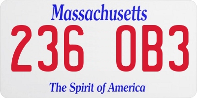 MA license plate 236OB3