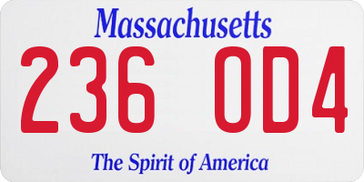 MA license plate 236OD4