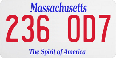 MA license plate 236OD7