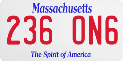 MA license plate 236ON6
