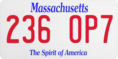 MA license plate 236OP7