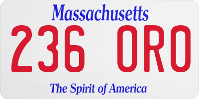 MA license plate 236OR0