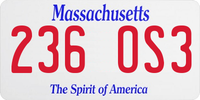MA license plate 236OS3