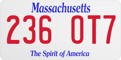 MA license plate 236OT7