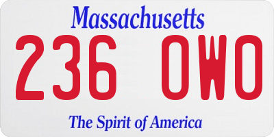MA license plate 236OW0