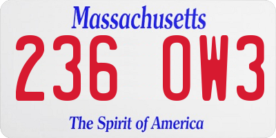 MA license plate 236OW3