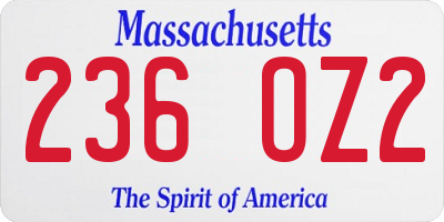 MA license plate 236OZ2