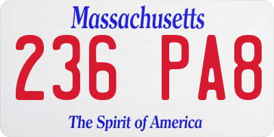 MA license plate 236PA8