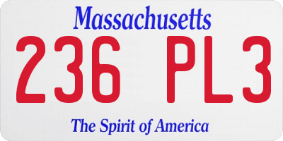 MA license plate 236PL3
