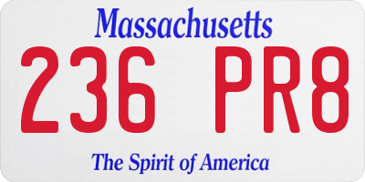 MA license plate 236PR8