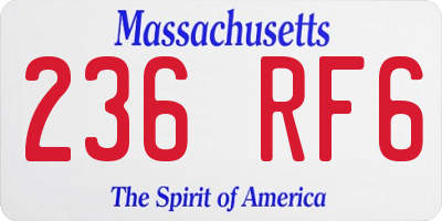 MA license plate 236RF6