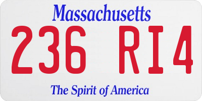 MA license plate 236RI4