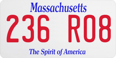 MA license plate 236RO8