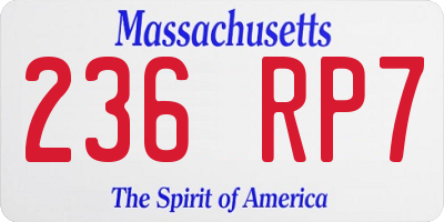 MA license plate 236RP7