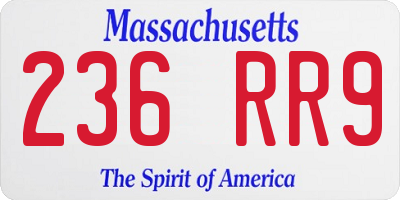 MA license plate 236RR9