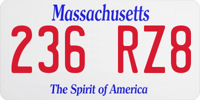 MA license plate 236RZ8