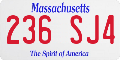 MA license plate 236SJ4