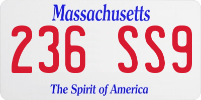 MA license plate 236SS9
