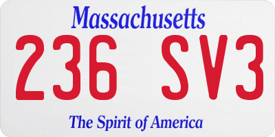 MA license plate 236SV3