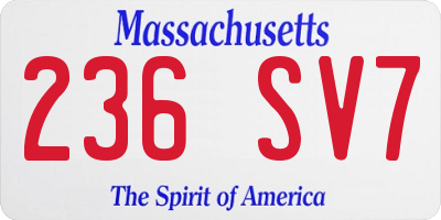 MA license plate 236SV7