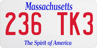 MA license plate 236TK3