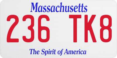 MA license plate 236TK8